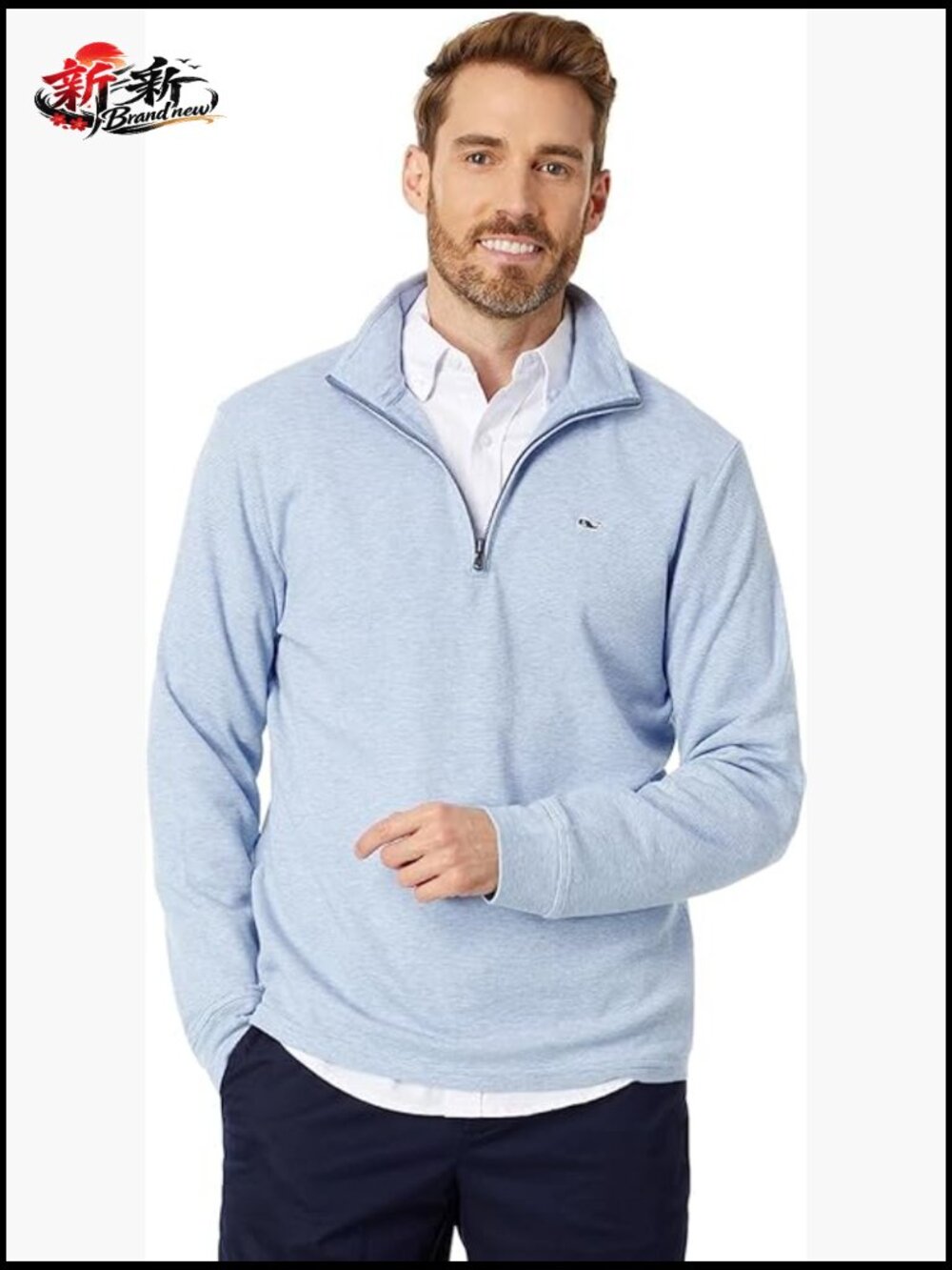 Men's Cotton Blend Pullover Quarter-Zip Sweater